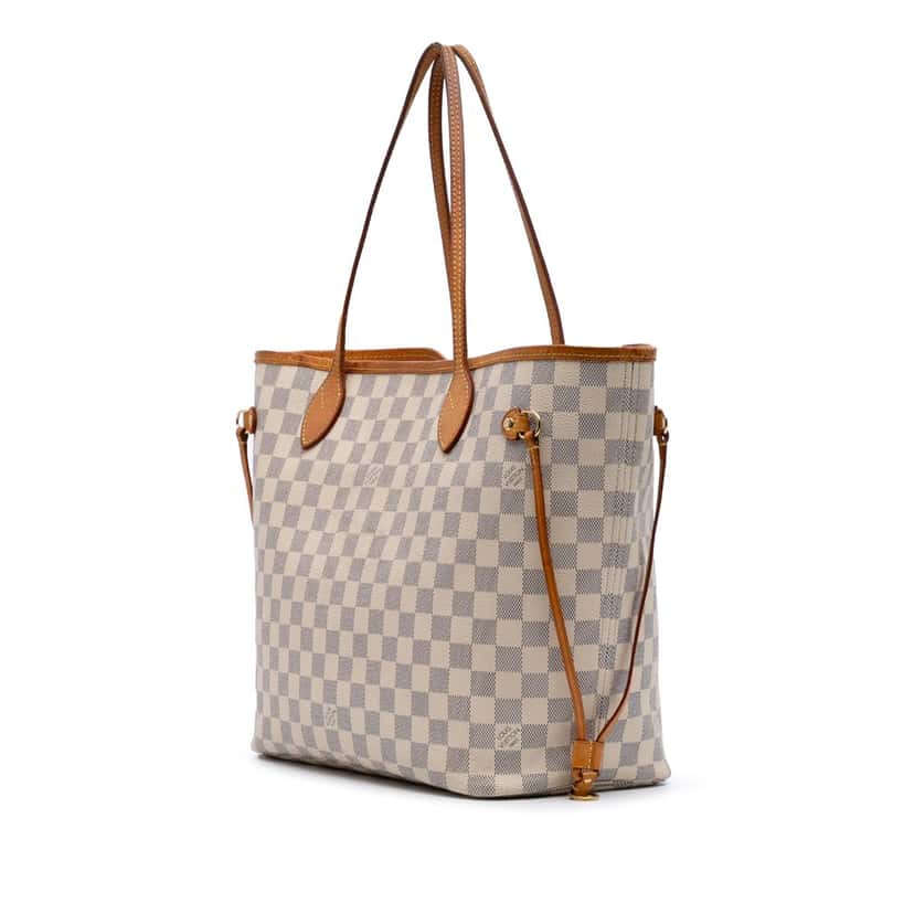 Louis Vuitton Damier Azur Neverfull MM White Canvas Good condition - Back View