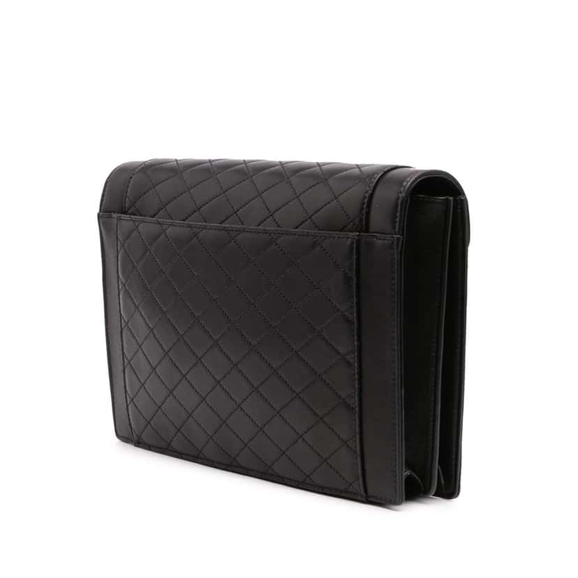 Saint Laurent Quilted Lambskin Gaby Shoulder Bag Black Leather Good condition - Back View