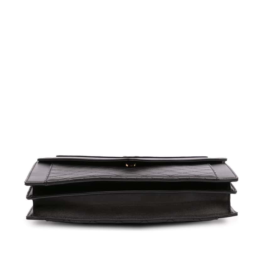 Saint Laurent Quilted Lambskin Gaby Shoulder Bag Black Leather Good condition - Inside View