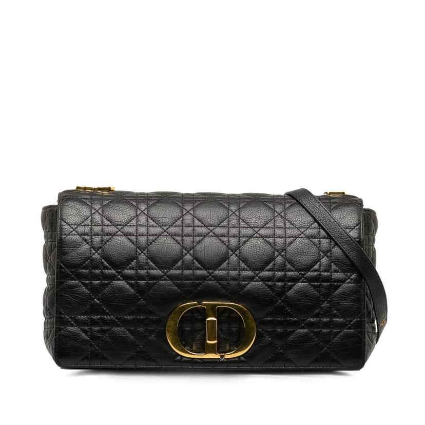 Dior Large Cannage Caro Black Leather Good condition - Front View