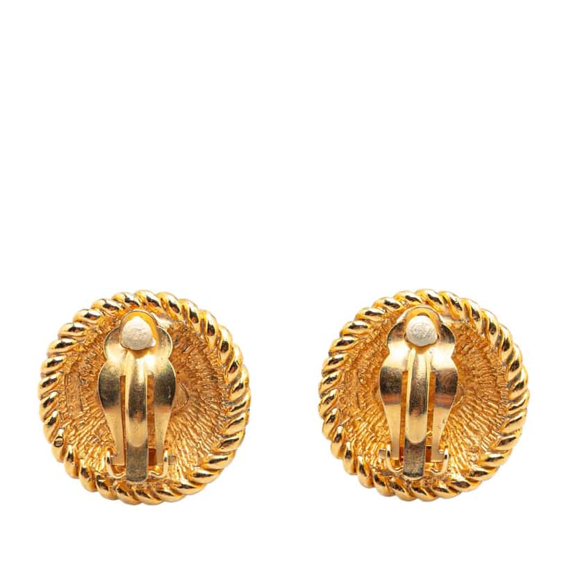 Chanel Gold Plated CC Button Clip on Earrings Gold Metal Good condition - Back View