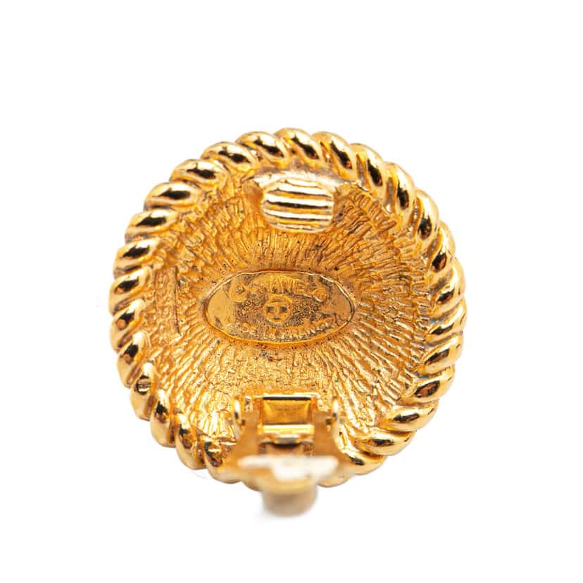 Chanel Gold Plated CC Button Clip on Earrings Gold Metal Good condition - Inside View