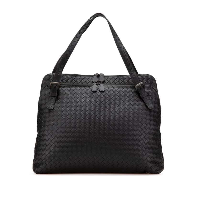 Bottega Veneta Nappa Intrecciato Business Bag Black Leather Good condition - Front View