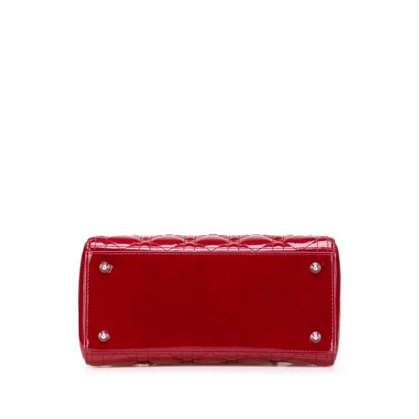 Dior Medium Patent Cannage Lady Dior Red Leather Good condition - Inside View