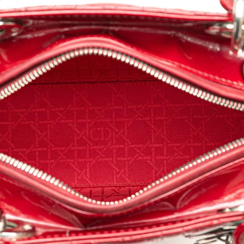 Dior Medium Patent Cannage Lady Dior Red Leather Good condition - Model View