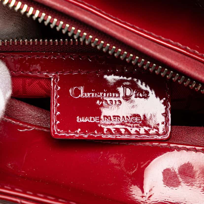 Dior Medium Patent Cannage Lady Dior Red Leather Good condition - Box View