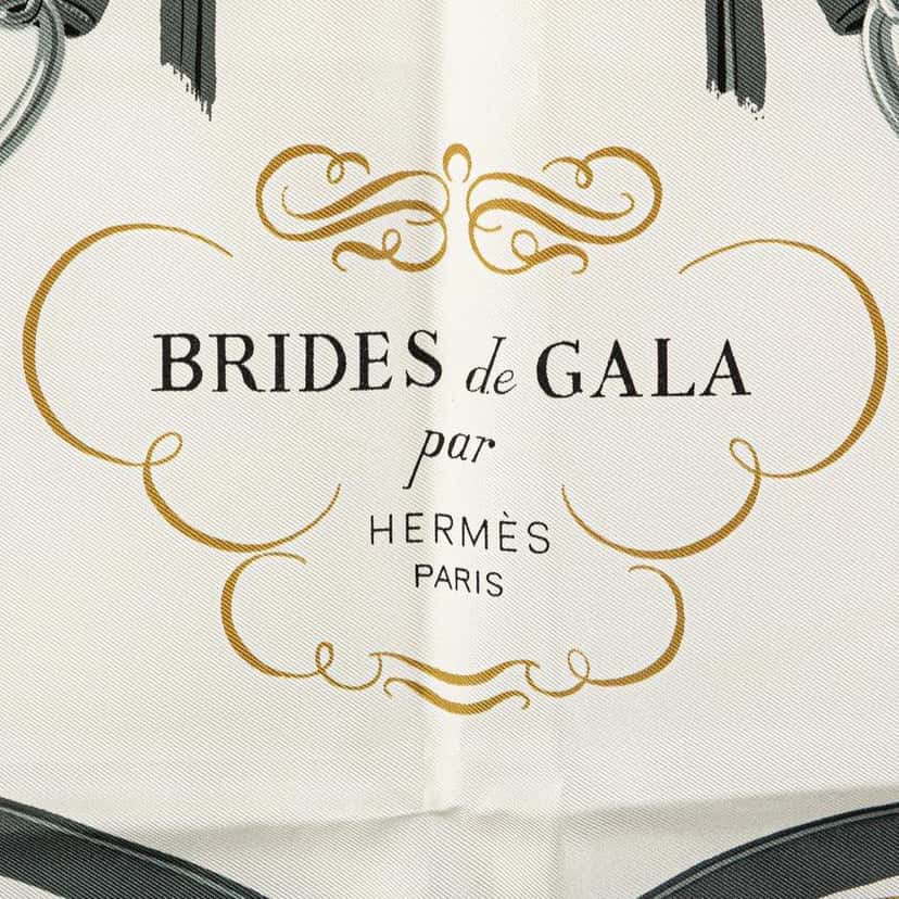 Hermès Brides de Gala Silk Scarf White Silk Good condition - Inside View