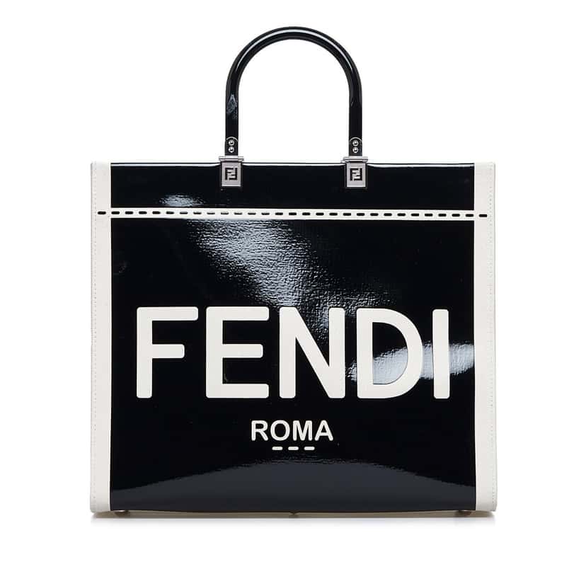 Fendi Medium Sunshine Shopper Tote Black Leather Good condition - Front View