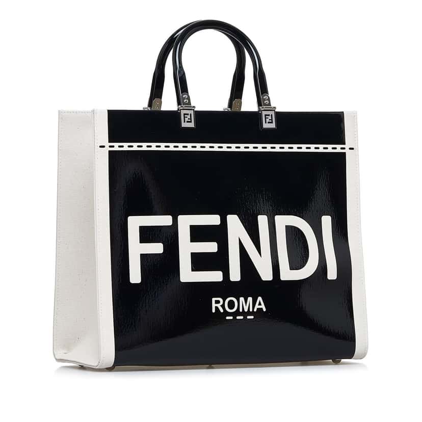 Fendi Medium Sunshine Shopper Tote Black Leather Good condition - Back View