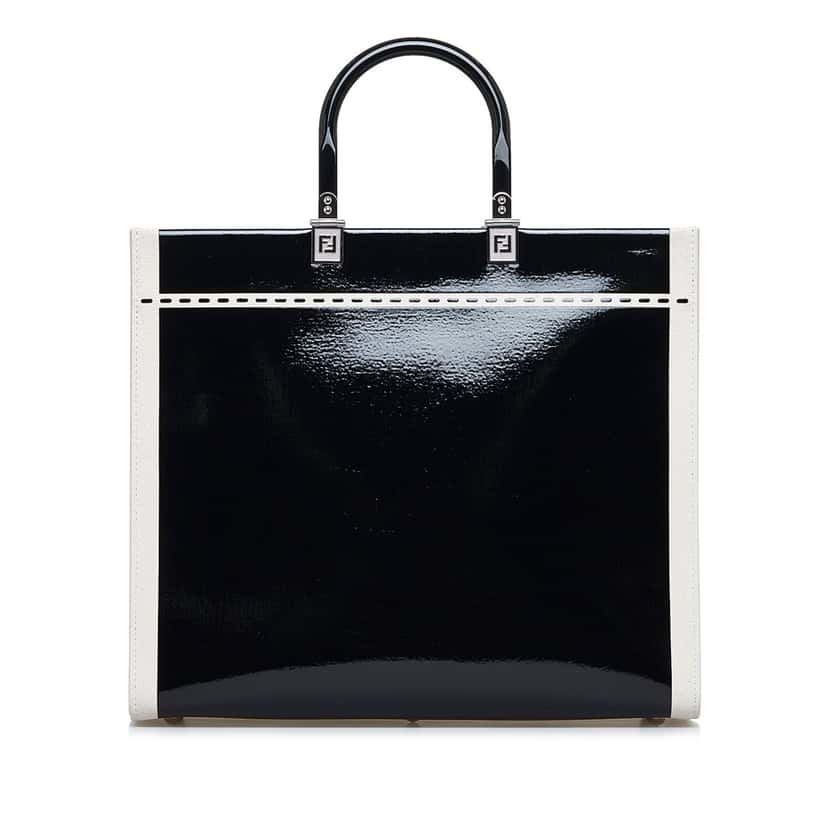Fendi Medium Sunshine Shopper Tote Black Leather Good condition - Inside View