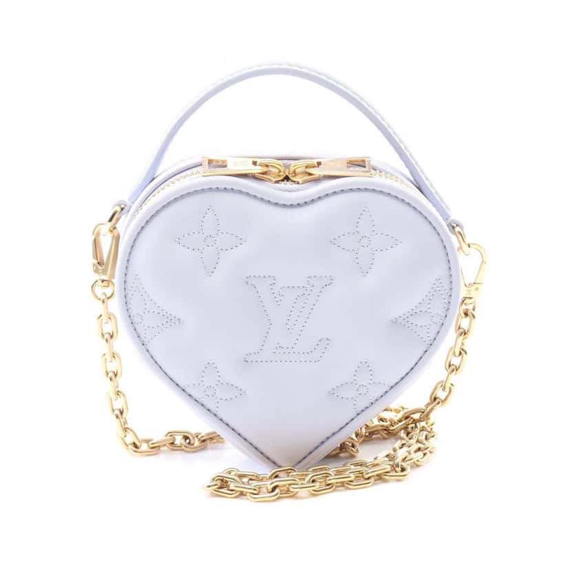 Louis Vuitton Monogram Embroidered Pop My Heart Pouch Purple Leather Good condition - Front View