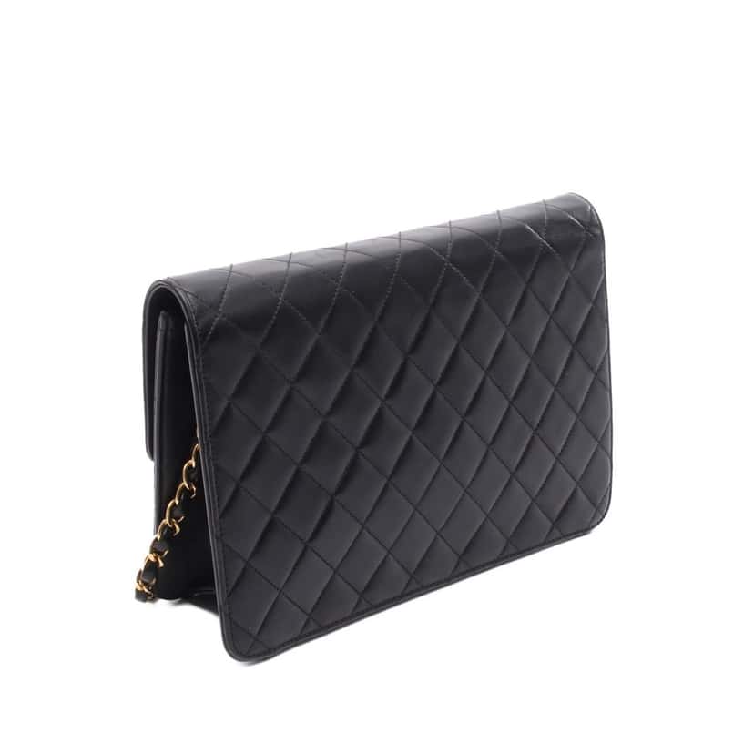 Chanel Medium CC Quilted Lambskin Half Single Flap Black Leather Good condition - Back View