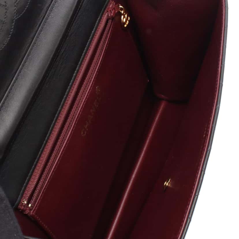 Chanel Medium CC Quilted Lambskin Half Single Flap Black Leather Good condition - Inside View