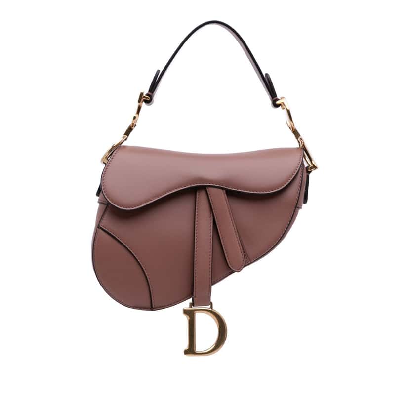 Dior Mini Leather Saddle Bag Pink Leather Good condition - Front View