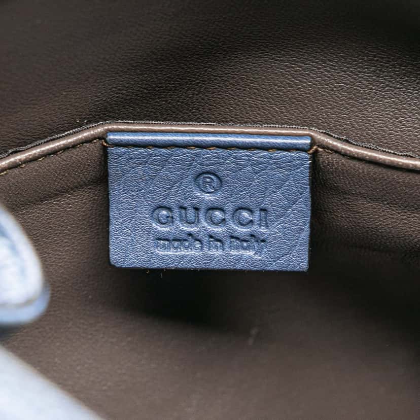 Gucci Leather Miss Bamboo Tassel Bucket Bag Blue Leather Good condition - Box View