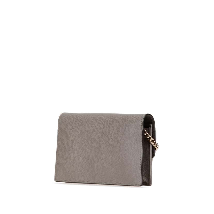 Gucci Leather Interlocking G Dollar Wallet on Chain Grey Leather Good condition - Back View