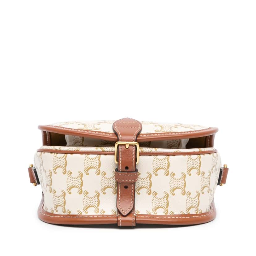 Celine Medium Triomphe Coated Canvas Folco Crossbody White Canvas Good condition - Inside View