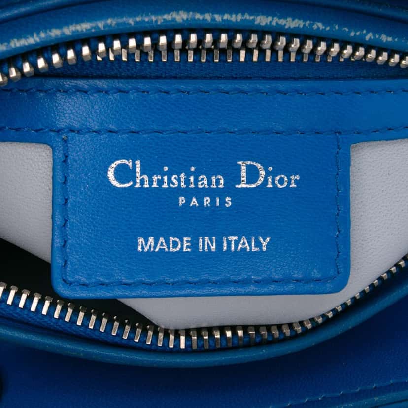 Dior Medium Bicolor Lambskin Cannage Lady Dior Blue Leather Very good condition - Box View