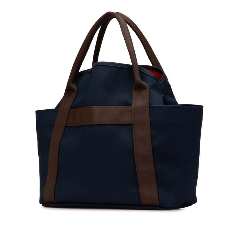 Hermès Toile Sac de Pansage Grooming Bag Blue Canvas Good condition - Back View