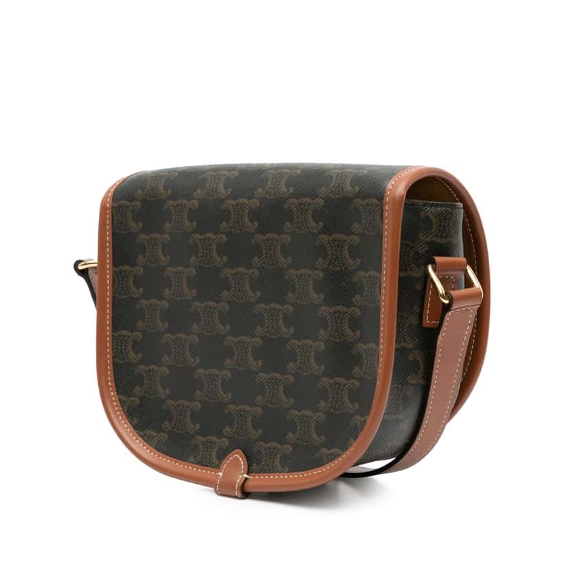 Celine Medium Triomphe Coated Canvas Folco Crossbody Brown Canvas Good condition - Back View