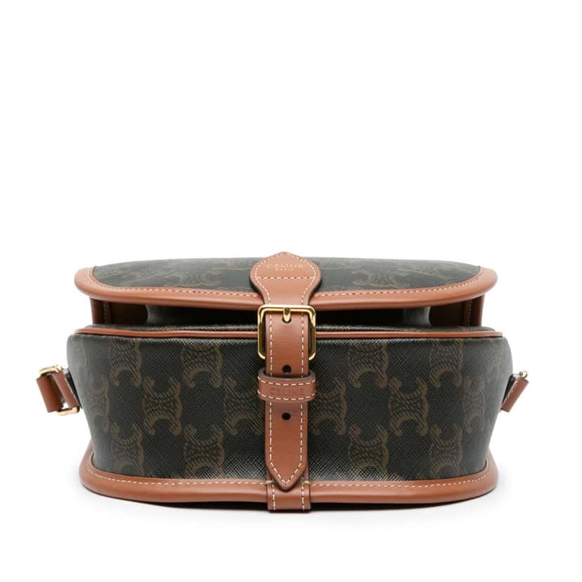 Celine Medium Triomphe Coated Canvas Folco Crossbody Brown Canvas Good condition - Inside View