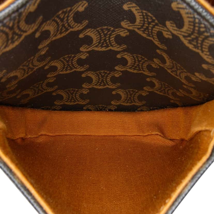 Celine Medium Triomphe Coated Canvas Folco Crossbody Brown Canvas Good condition - Box View