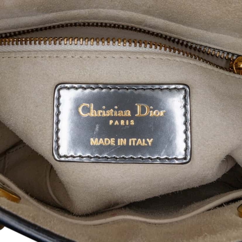 Dior Mini Metallic Glazed Calfskin Lady Dior Silver Leather Good condition - Box View