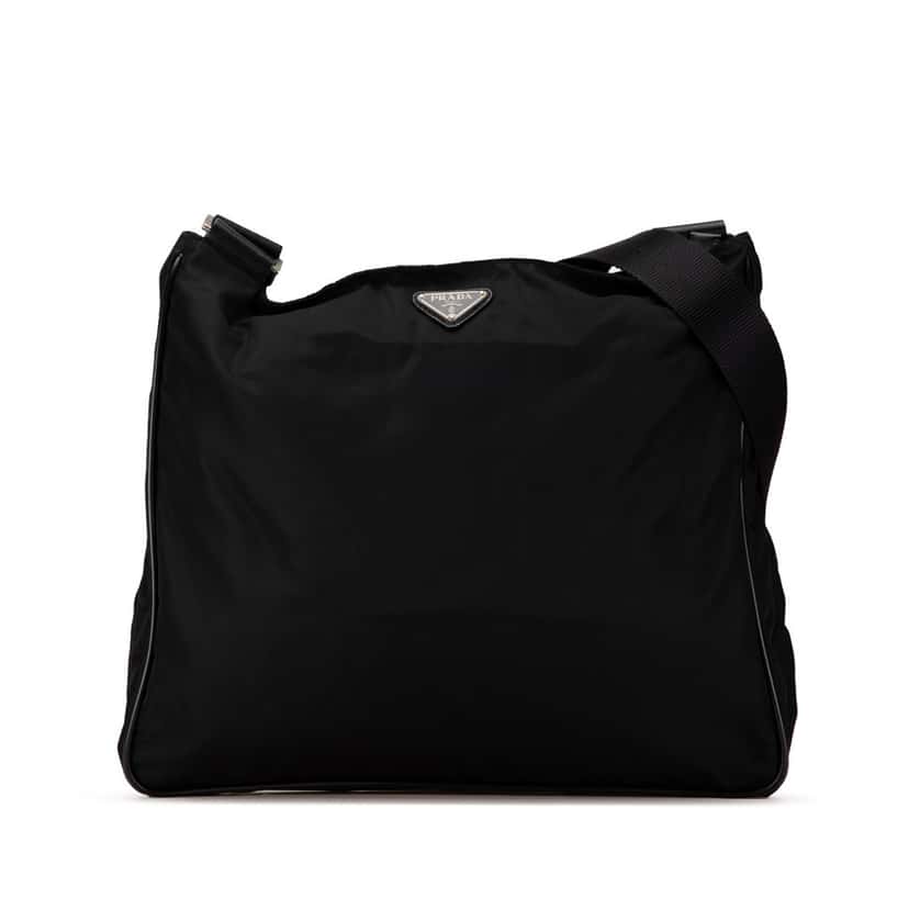 Prada Tessuto Zip Top Crossbody Black Good condition - Front View