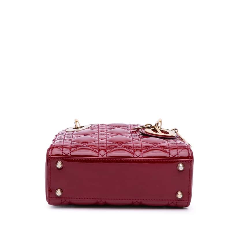Dior Mini Patent Cannage Lady Dior Red Leather Good condition - Inside View