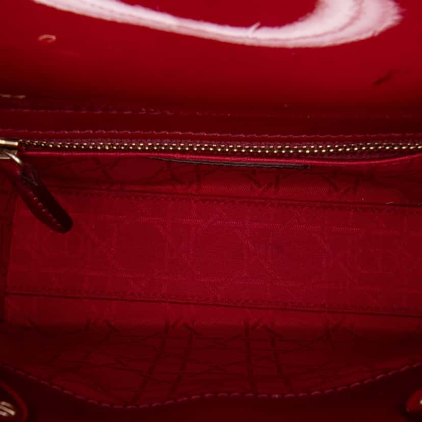 Dior Mini Patent Cannage Lady Dior Red Leather Good condition - Model View