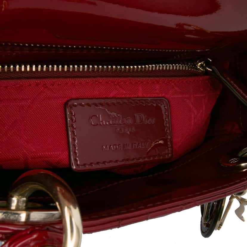 Dior Mini Patent Cannage Lady Dior Red Leather Good condition - Box View