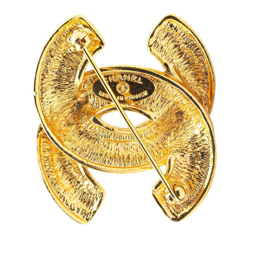 Chanel Gold Plated CC Quilted Brooch Gold Metal Good condition - Inside View
