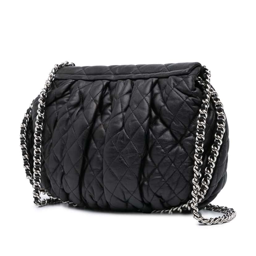 Chanel Large Lambskin Chain Around Flap Black Leather Good condition - Back View