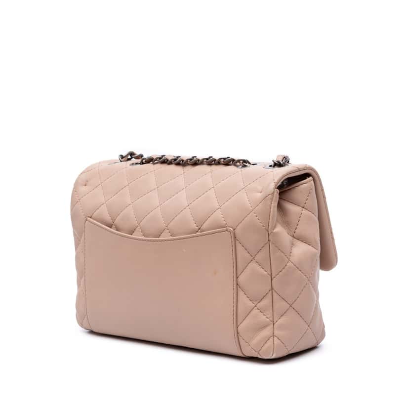 Chanel Medium CC Quilted Calfskin Single Flap Brown Leather Good condition - Back View
