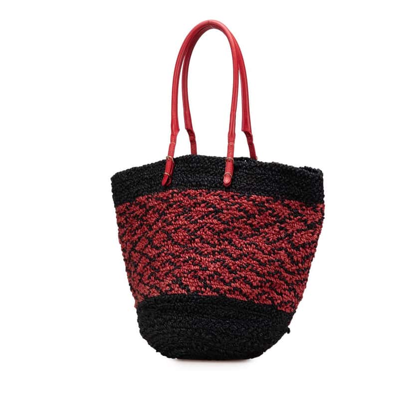 Balenciaga Raffia Motocross Classic Panier Basket Tote Red Good condition - Back View