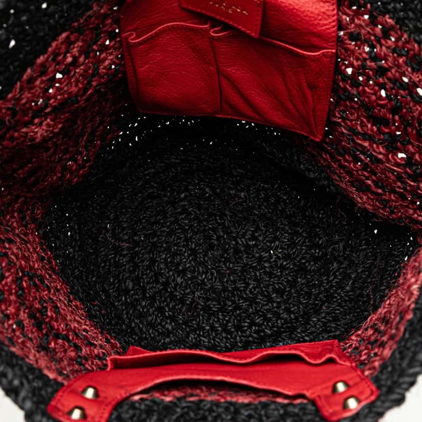 Balenciaga Raffia Motocross Classic Panier Basket Tote Red Good condition - Model View