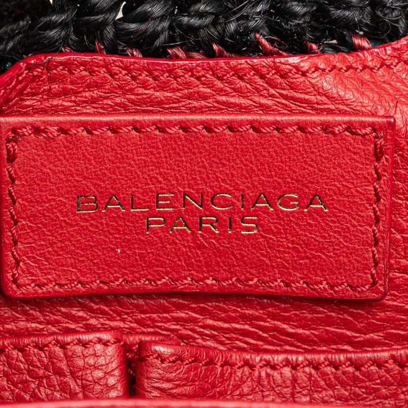 Balenciaga Raffia Motocross Classic Panier Basket Tote Red Good condition - Box View