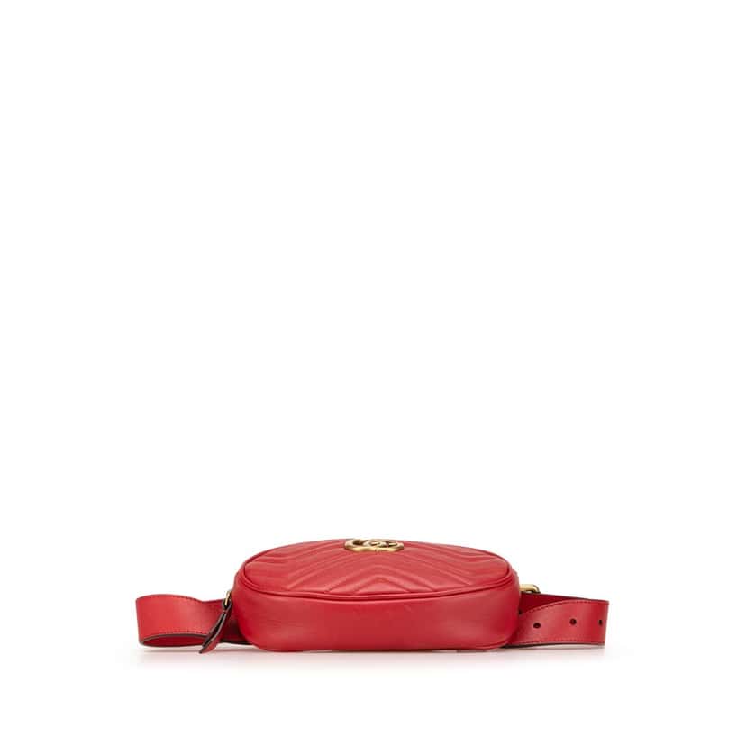 Gucci GG Marmont Matelasse Leather Belt Bag Red Leather Good condition - Inside View