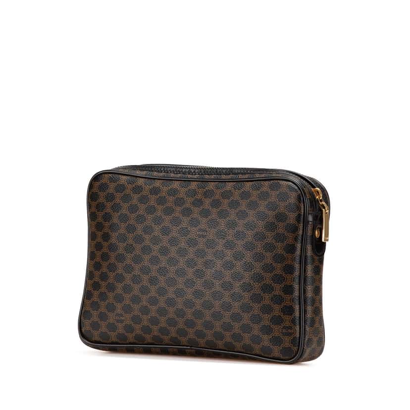 Celine Macadam Coated Canvas Clutch Black Canvas Good condition - Back View