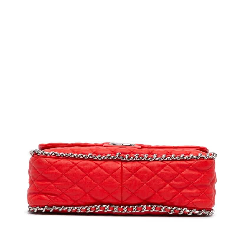 Chanel Maxi Washed Lambskin Chain Around Flap Red Leather Good condition - Inside View