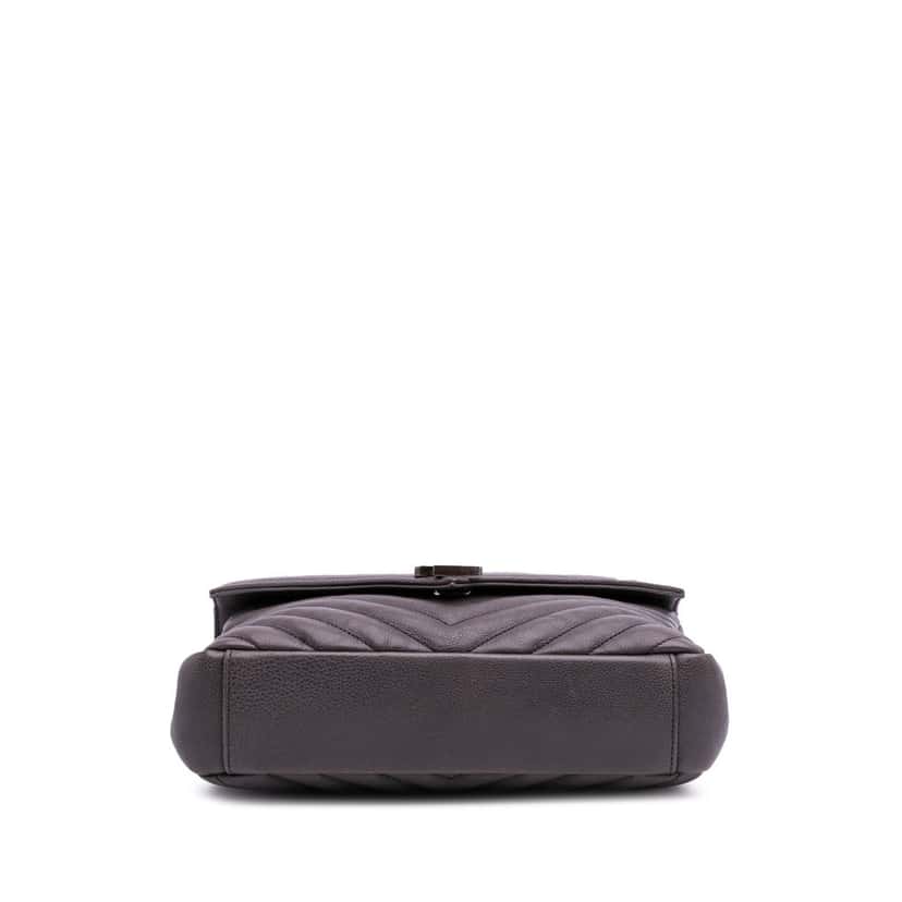 Saint Laurent Medium Quilted Chevron Sheepskin College Satchel Grey Leather Good condition - Inside View