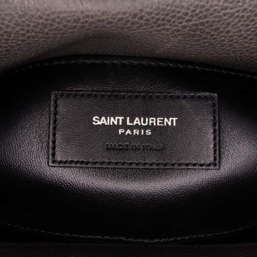 Saint Laurent Medium Quilted Chevron Sheepskin College Satchel Grey Leather Good condition - Box View