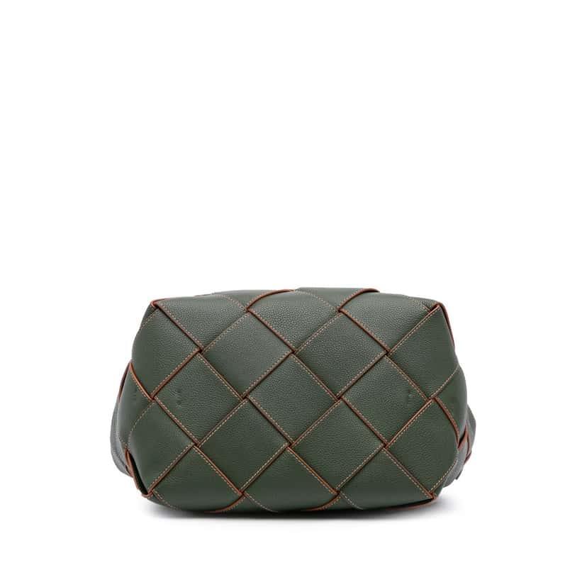 Loewe Small Woven Leather Surplus Basket Bag Green Leather Good condition - Inside View