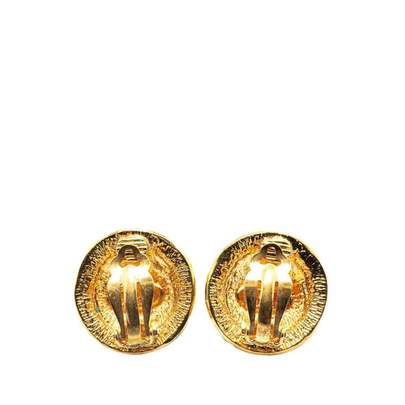 Chanel Gold Plated CC Round Clip On Earrings Gold Metal Good condition - Back View