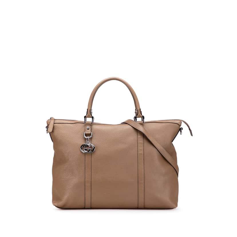 Gucci Leather GG Charm Satchel Brown Leather Good condition - Front View