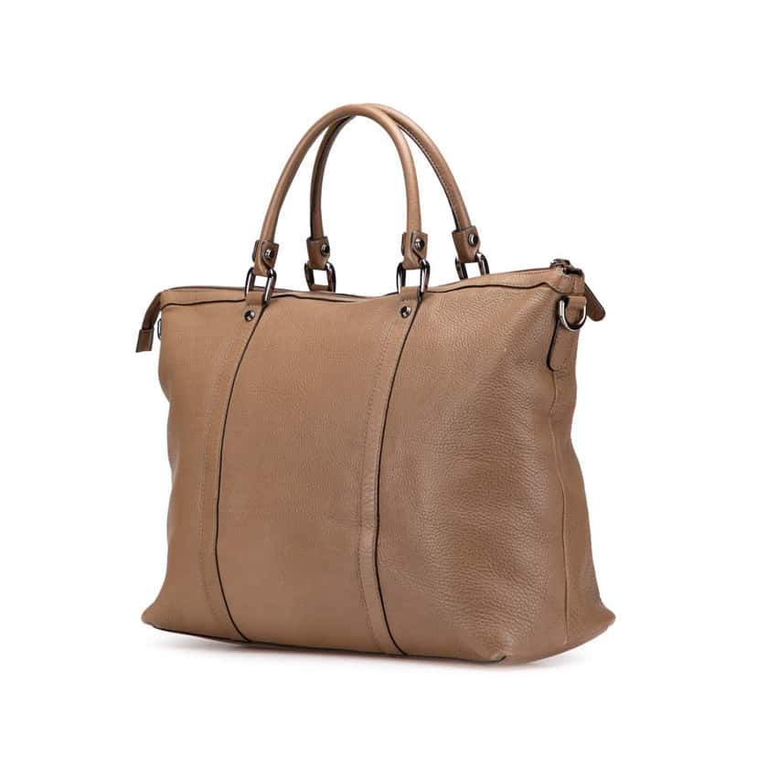 Gucci Leather GG Charm Satchel Brown Leather Good condition - Back View