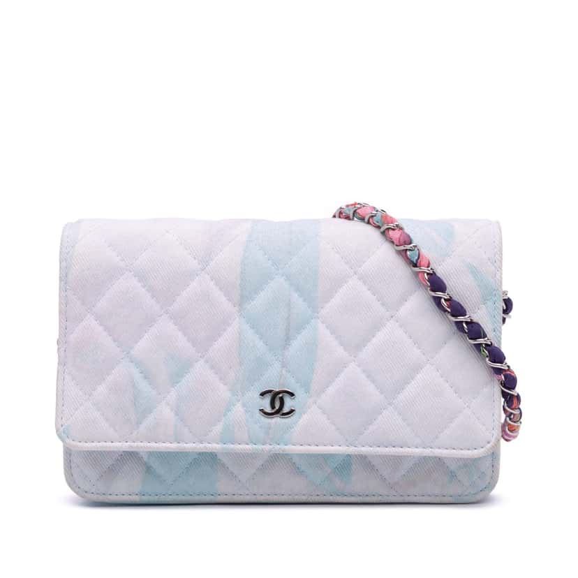 Chanel CC Quilted Canvas Jungle Jeans Wallet on Chain White Canvas Very good condition - Front View