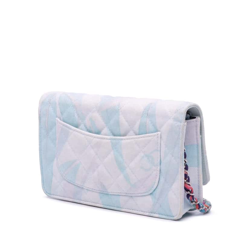 Chanel CC Quilted Canvas Jungle Jeans Wallet on Chain White Canvas Very good condition - Back View