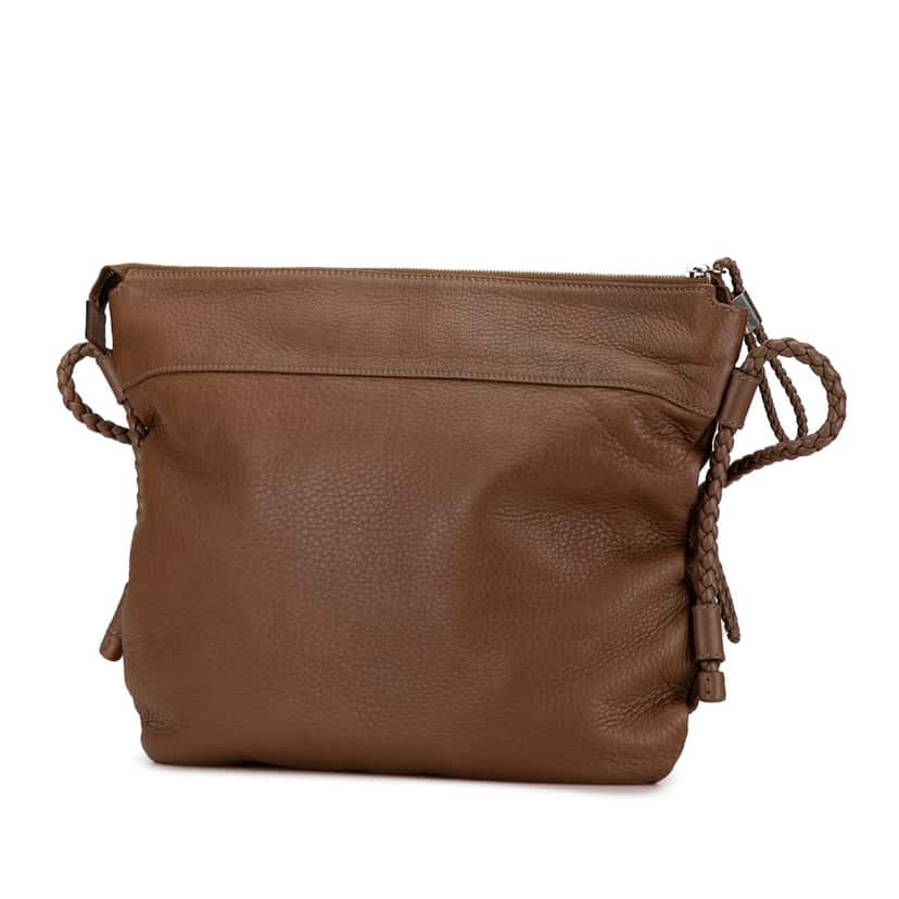 Gucci Medium Leather Interlocking G Braided Strap Crossbody Brown Leather Good condition - Back View