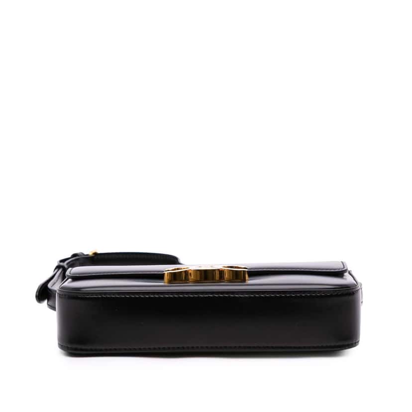Celine Shiny Calfskin Claude Shoulder Bag Black Leather Good condition - Inside View
